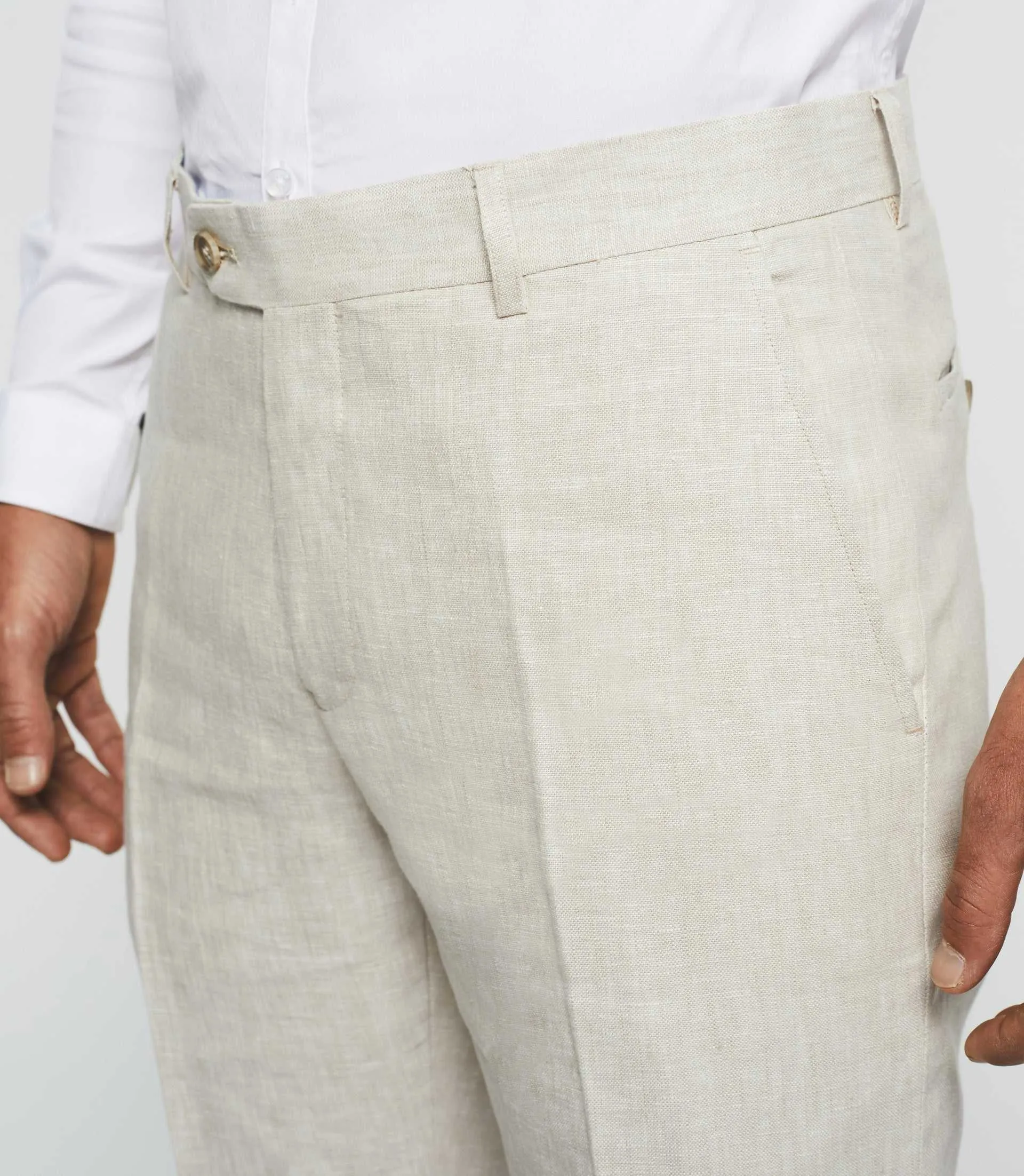 Pantalon ville en lin beige "Bielo"