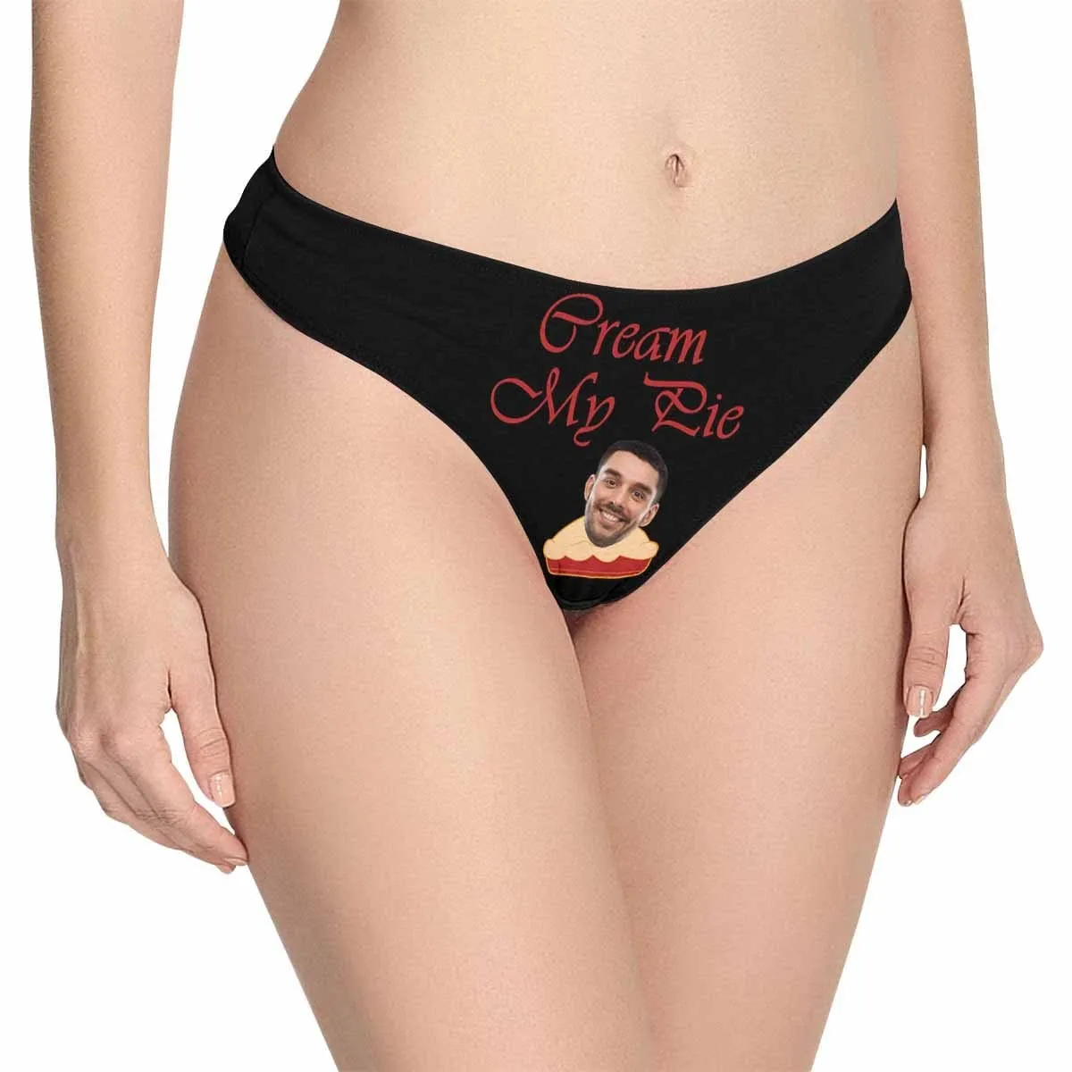 Personalized Underwear for Her Custom Face Cream Pie Lingerie Women's Classic Thong