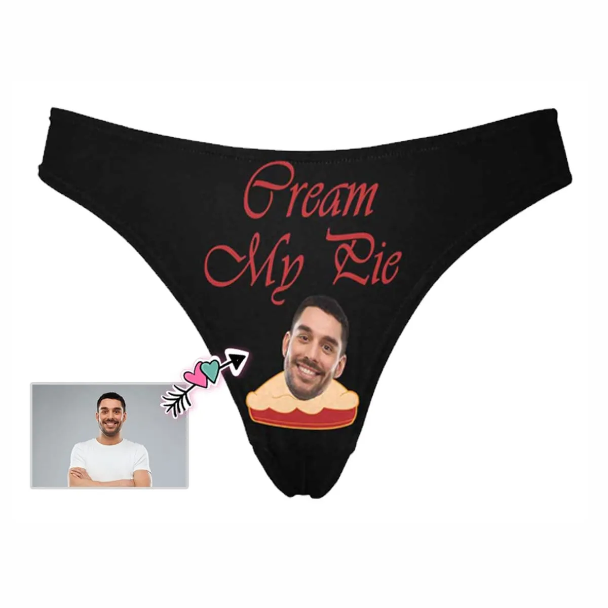 Personalized Underwear for Her Custom Face Cream Pie Lingerie Women's Classic Thong