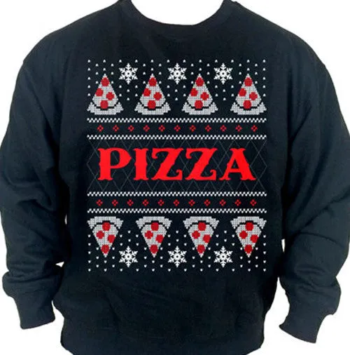Pizza Ugly Christmas Sweater Crew Neck Sweat Shirt
