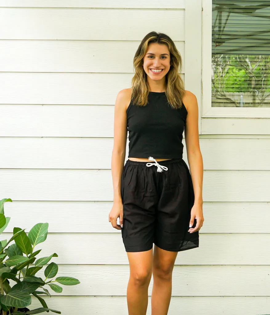 Plain Black Boho Shorts