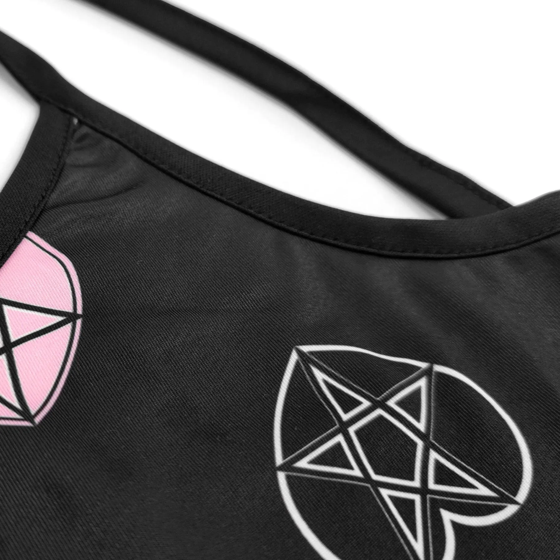 Punk Gothic Pink Heart Printed Dress Graphic, Coolest Fishnet LongSleeve Vestidos For Women