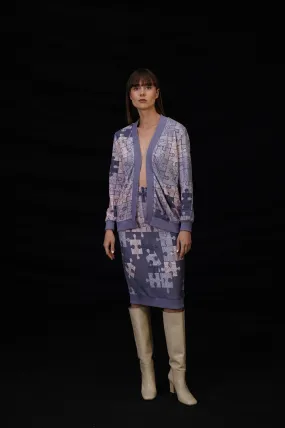Puzzle Of Life Pale Purple Cardigan Skirt Set