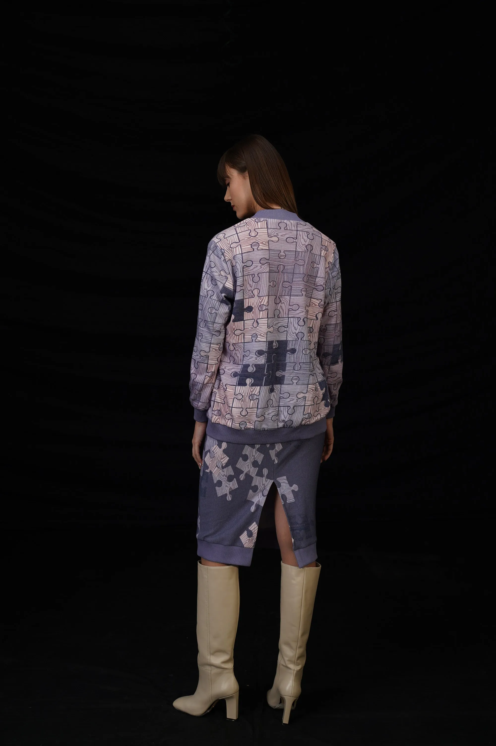Puzzle Of Life Pale Purple Cardigan Skirt Set