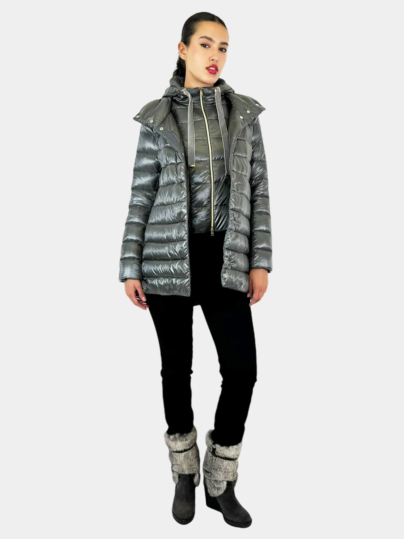 Quilted Down Puffer Coat - Size 40