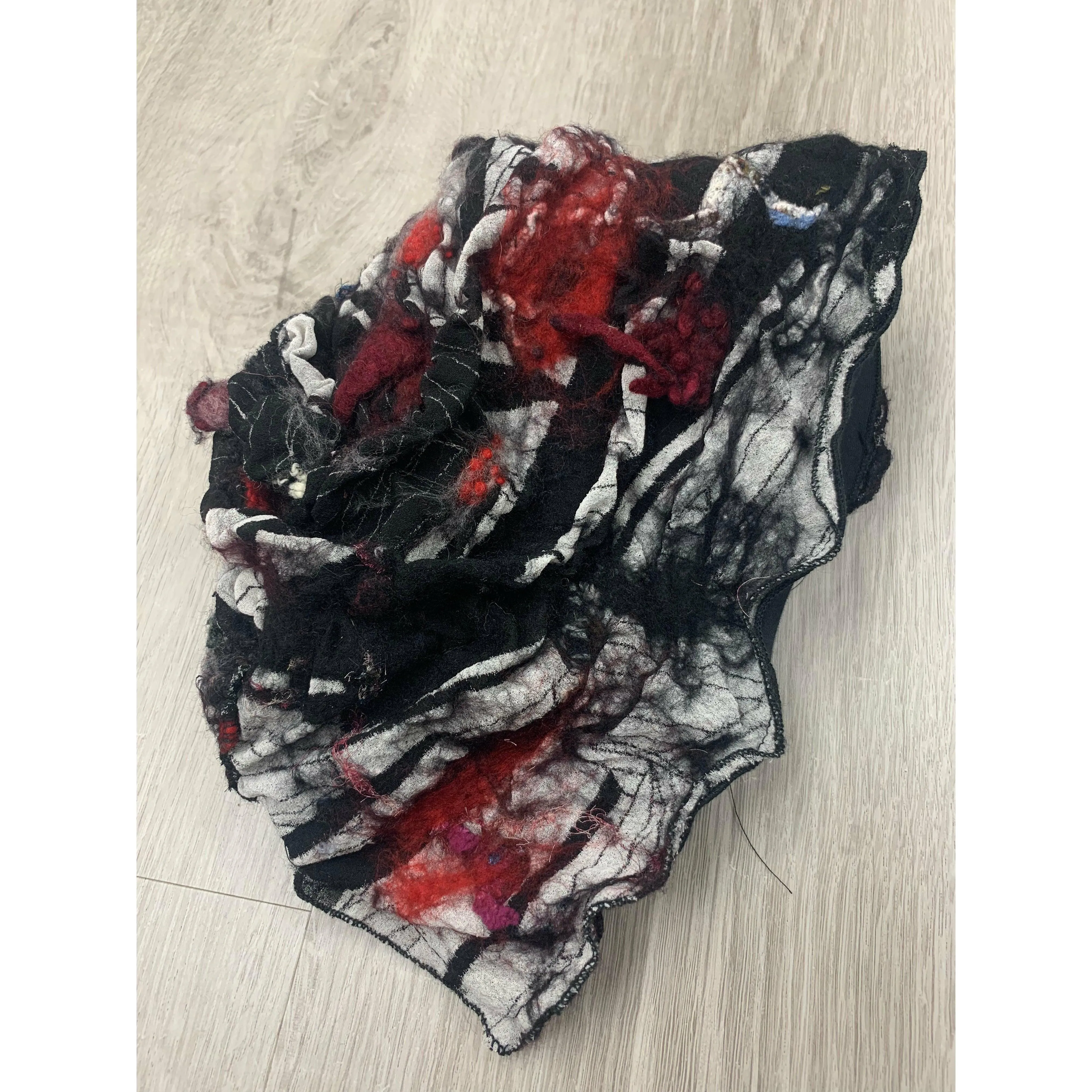 Red and Black “French Style” Hand Felt and Stitched Hat