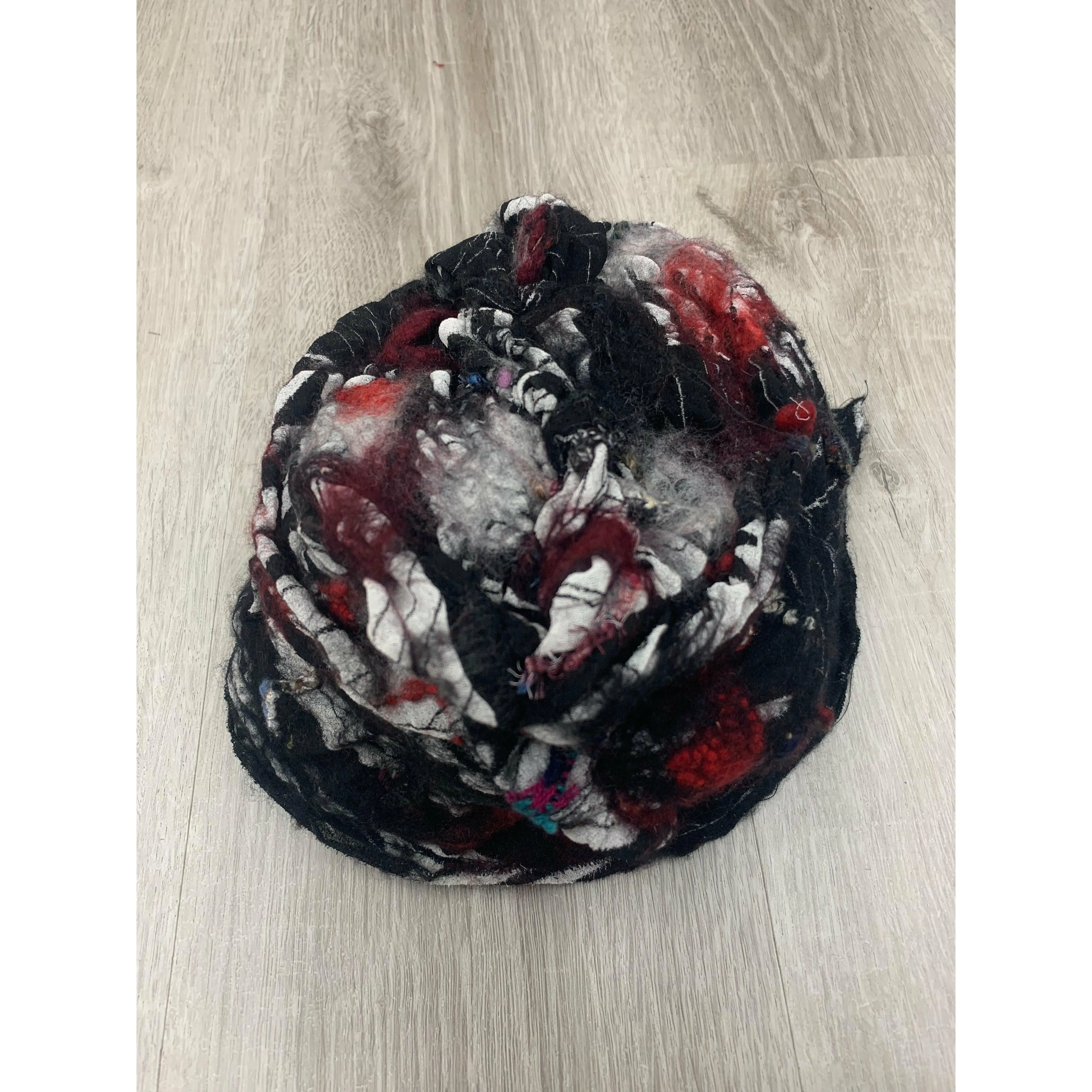 Red and Black “French Style” Hand Felt and Stitched Hat