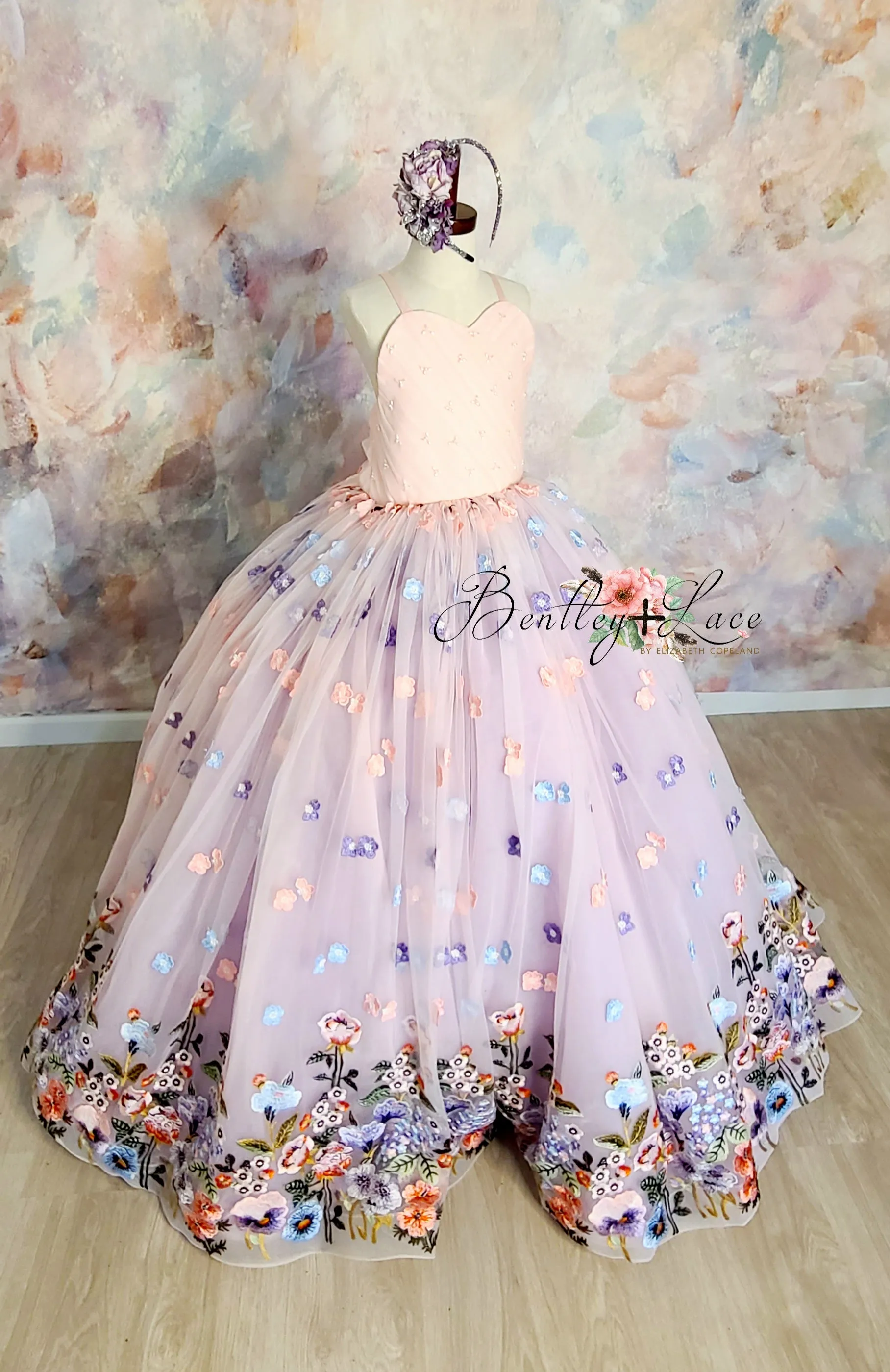 Retired rental "Camille" -  Floor Length in shades of Pink & Lavender-( 6 Year - Petite 8 Year)