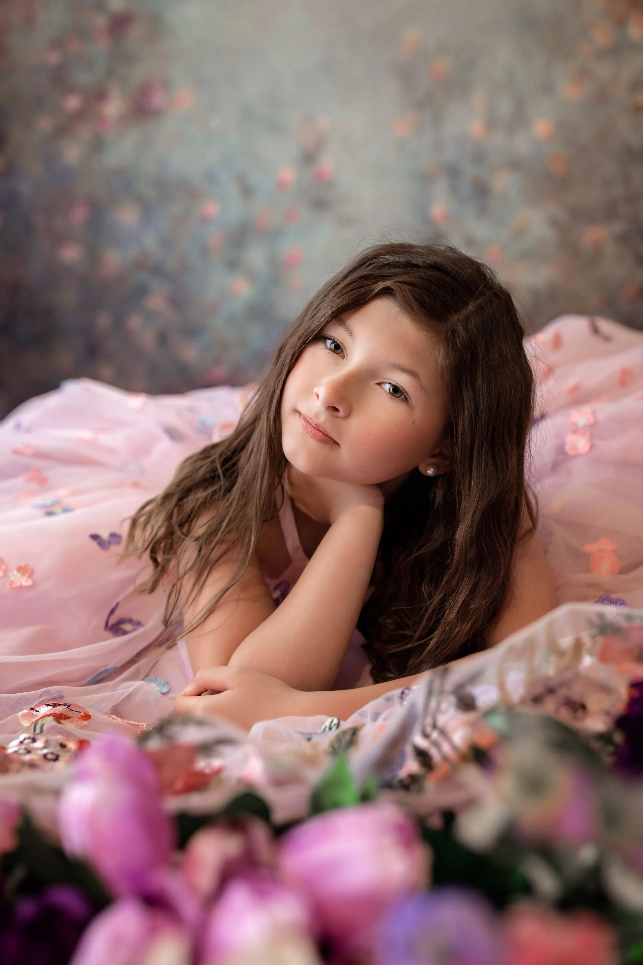 Retired rental "Camille" -  Floor Length in shades of Pink & Lavender-( 6 Year - Petite 8 Year)