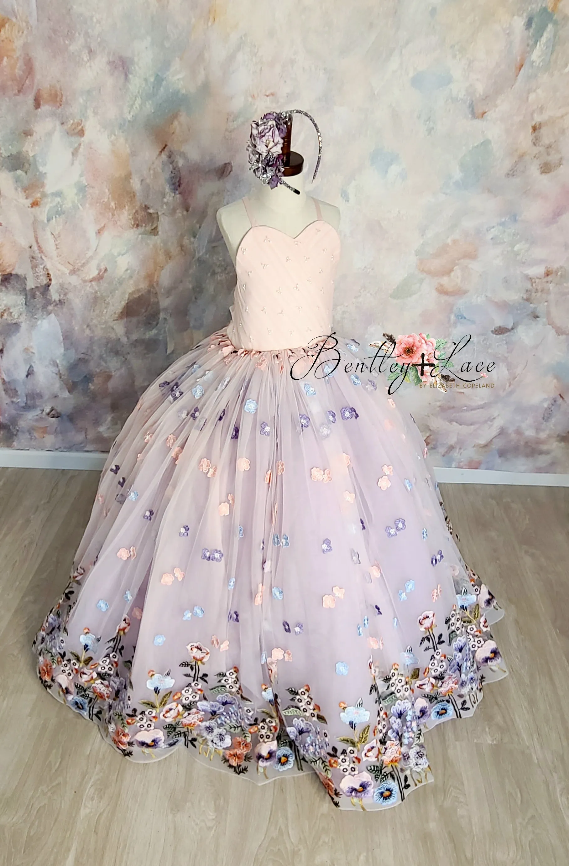 Retired rental "Camille" -  Floor Length in shades of Pink & Lavender-( 6 Year - Petite 8 Year)