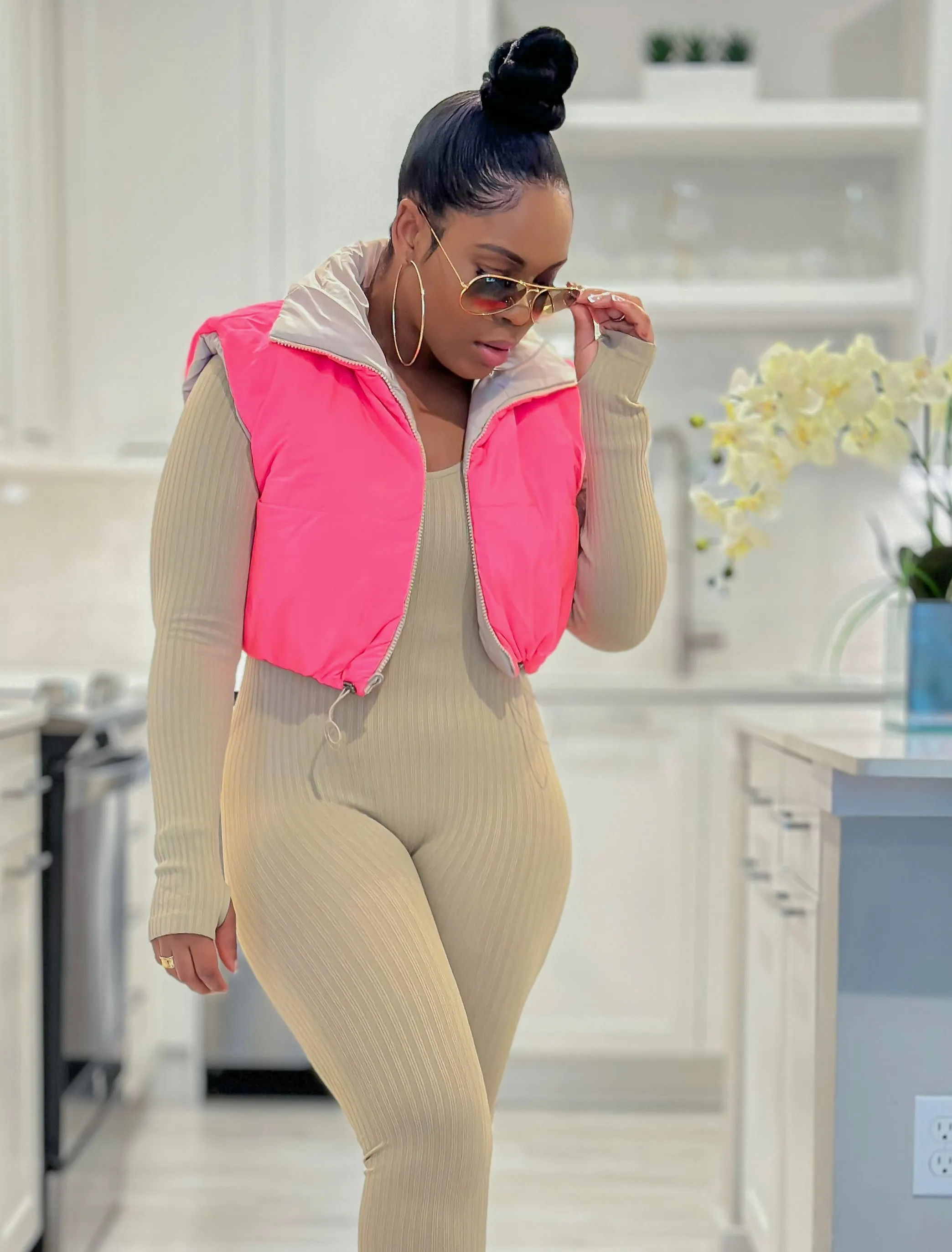 Reversible Puffer Crop Vest