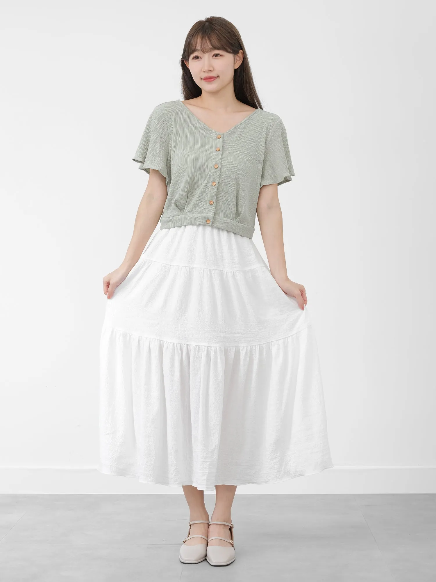 Rihu Ruffle Sleeve Crop Top*