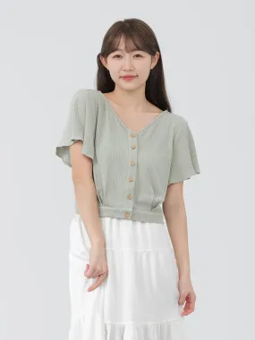 Rihu Ruffle Sleeve Crop Top*
