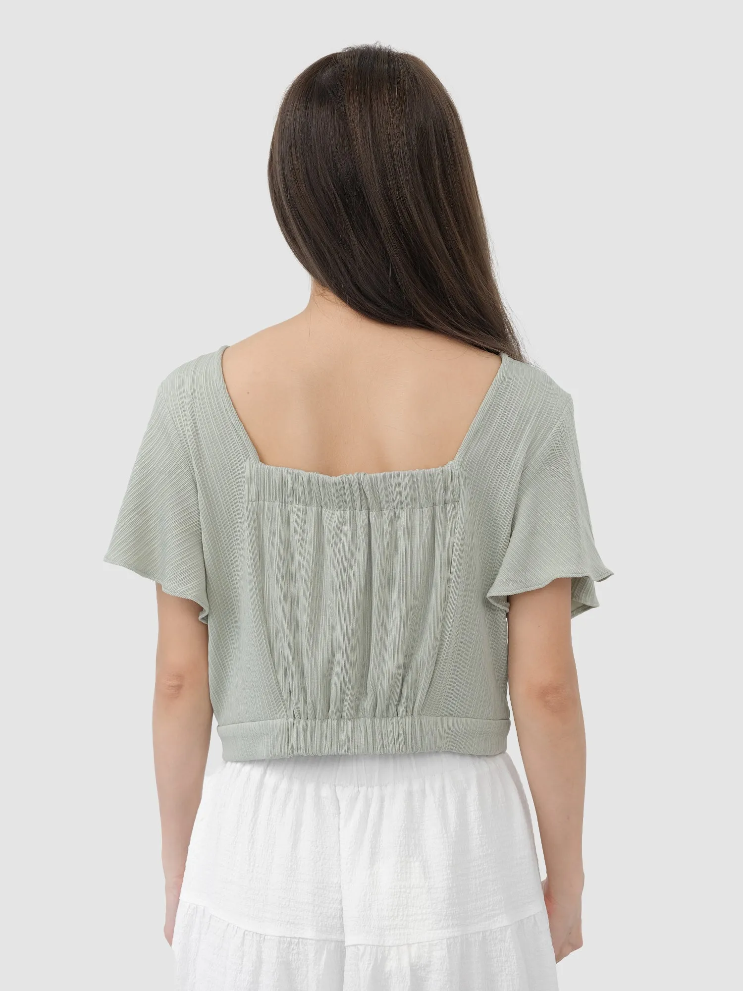 Rihu Ruffle Sleeve Crop Top*