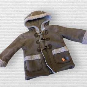 Rocha Little Rocha Brown Mock Suede Duffle Coat With Hood - Boys 9-12m