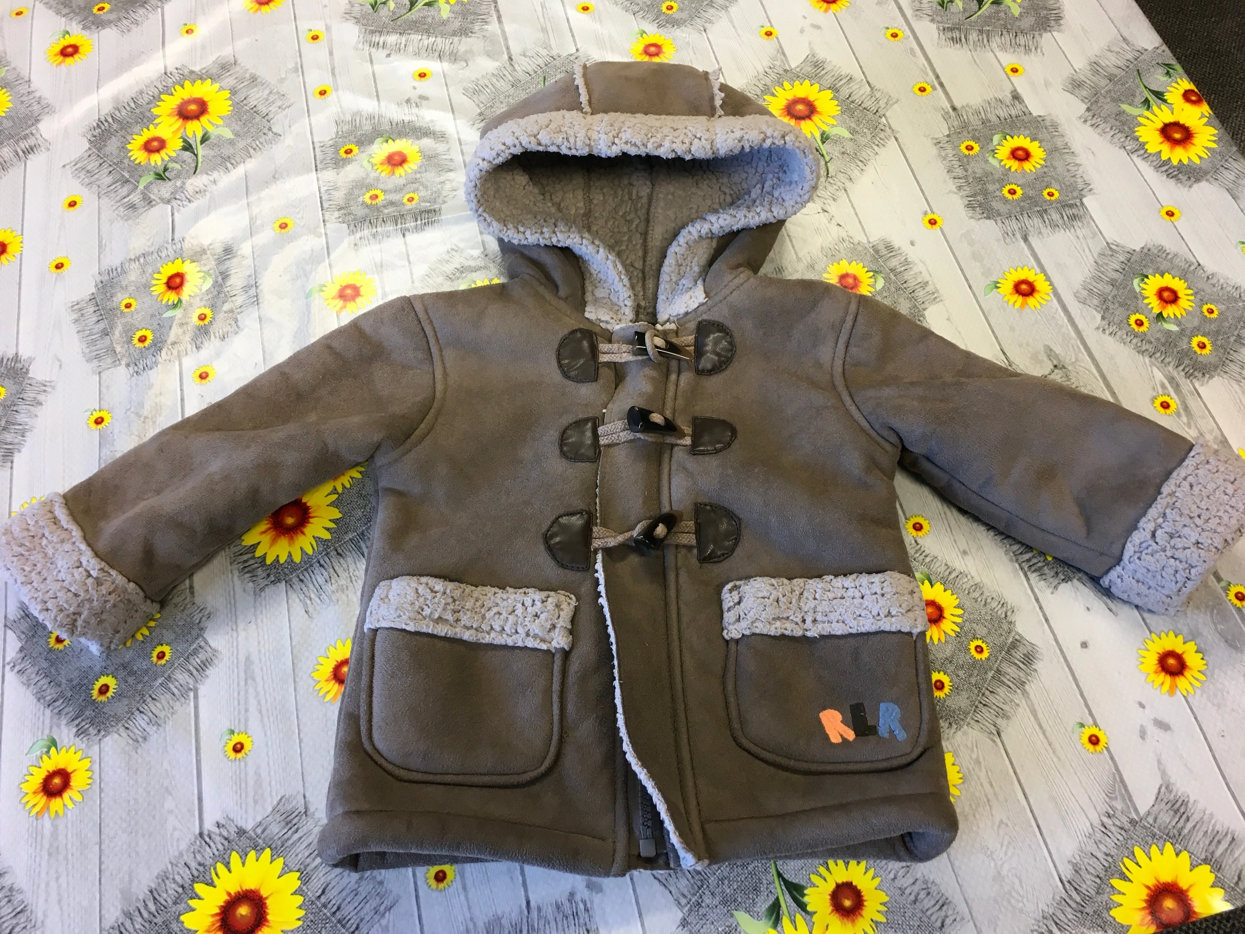 Rocha Little Rocha Brown Mock Suede Duffle Coat With Hood - Boys 9-12m