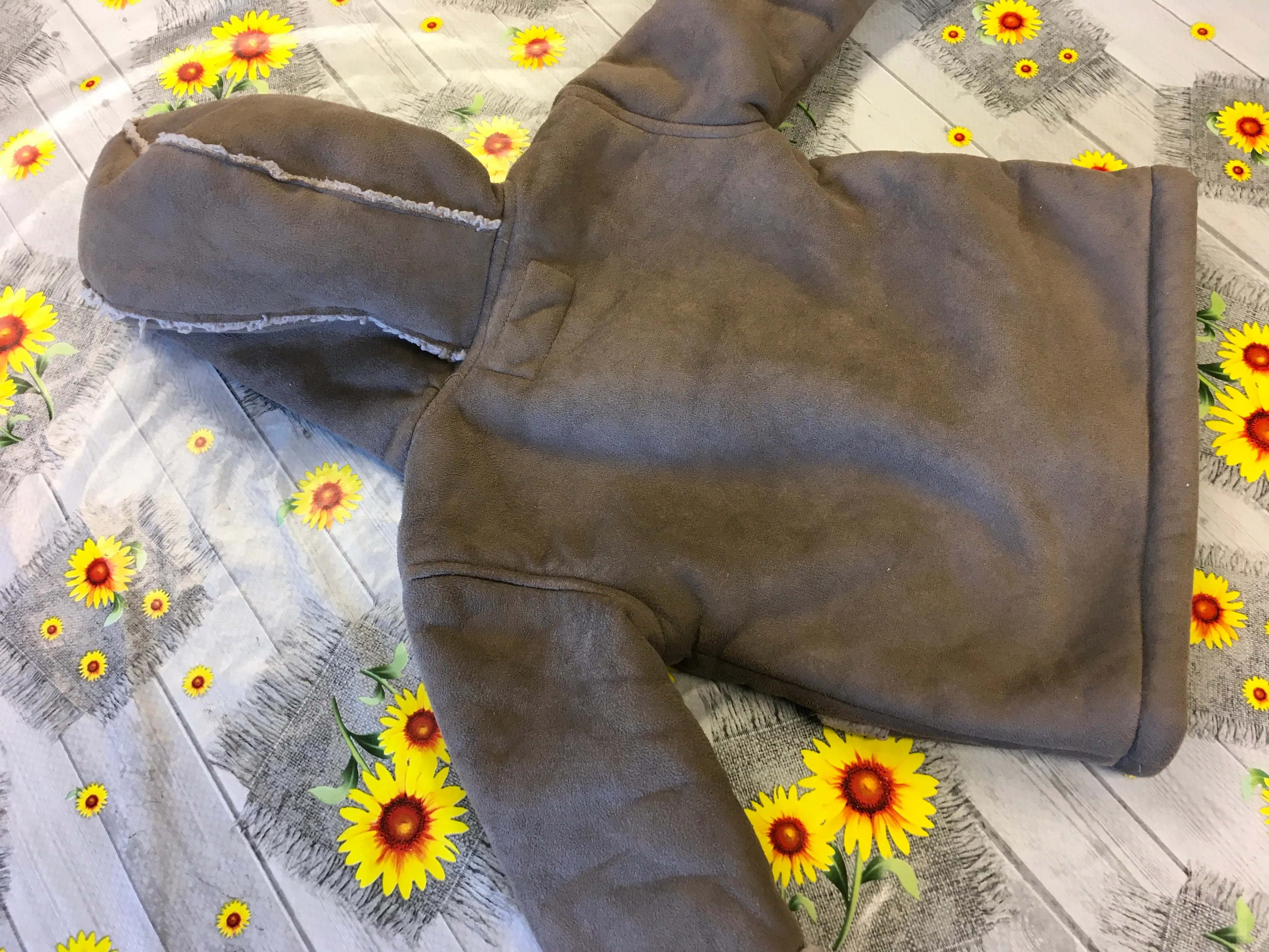 Rocha Little Rocha Brown Mock Suede Duffle Coat With Hood - Boys 9-12m