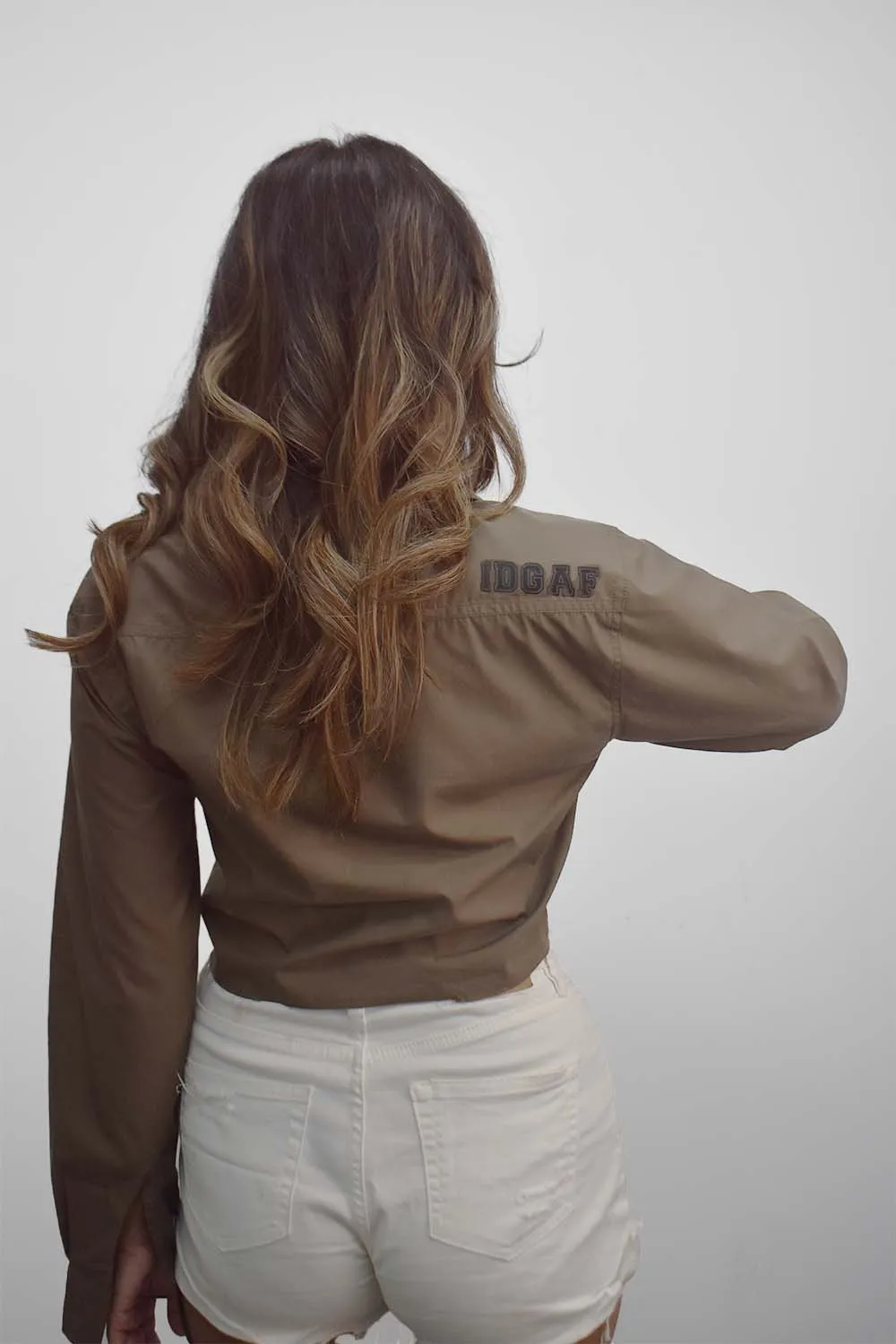 Sarnia Olive Green Crop Shirt