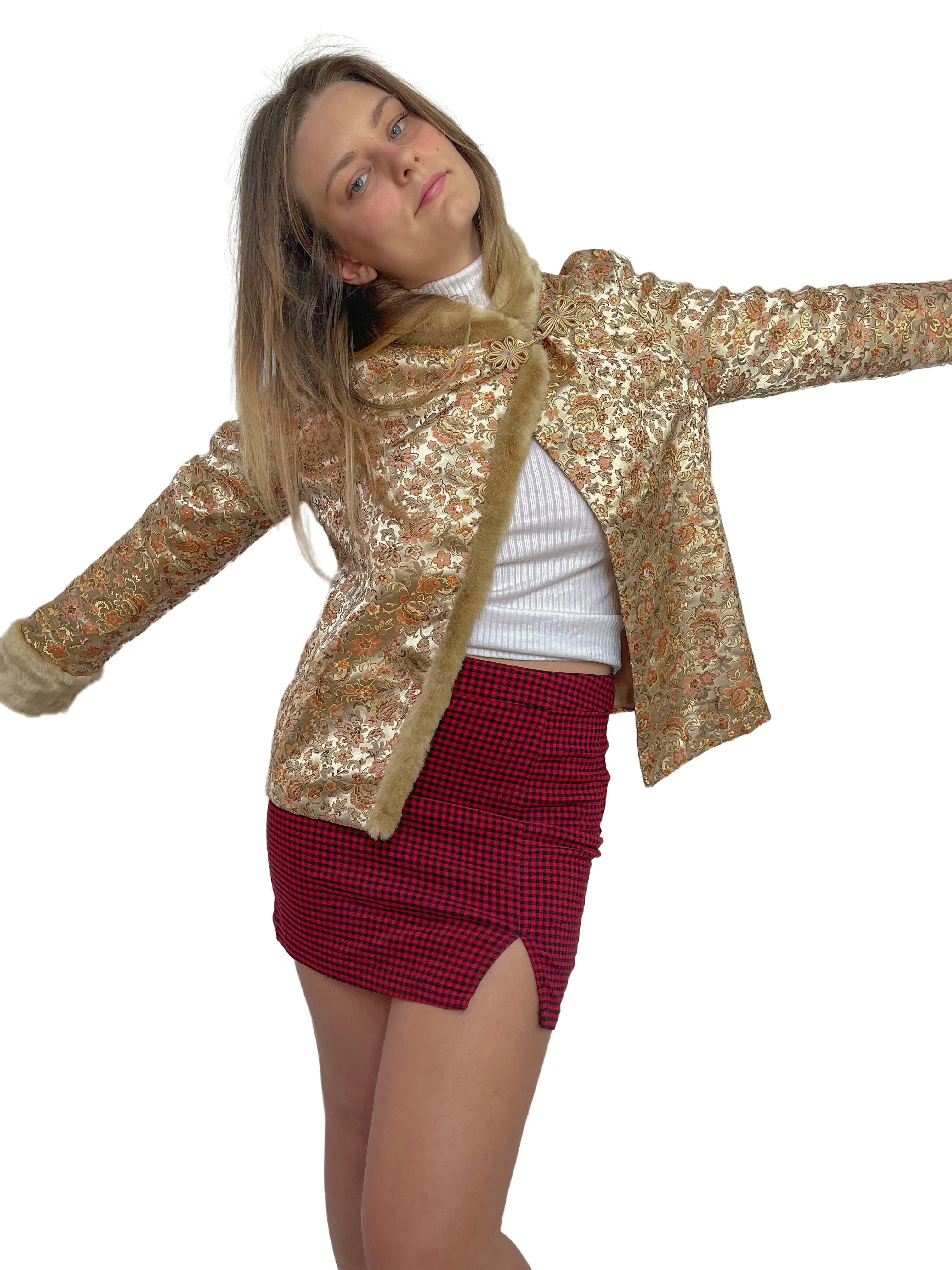 Satin Paisley Flower Coat