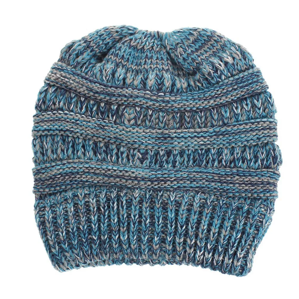 Sidiou Group Womens Ponytail Cap Warm Soft Stretchy Beanie Knitted Hat Messy High Bun Ponytail Beanie Hat Winter Women Hat