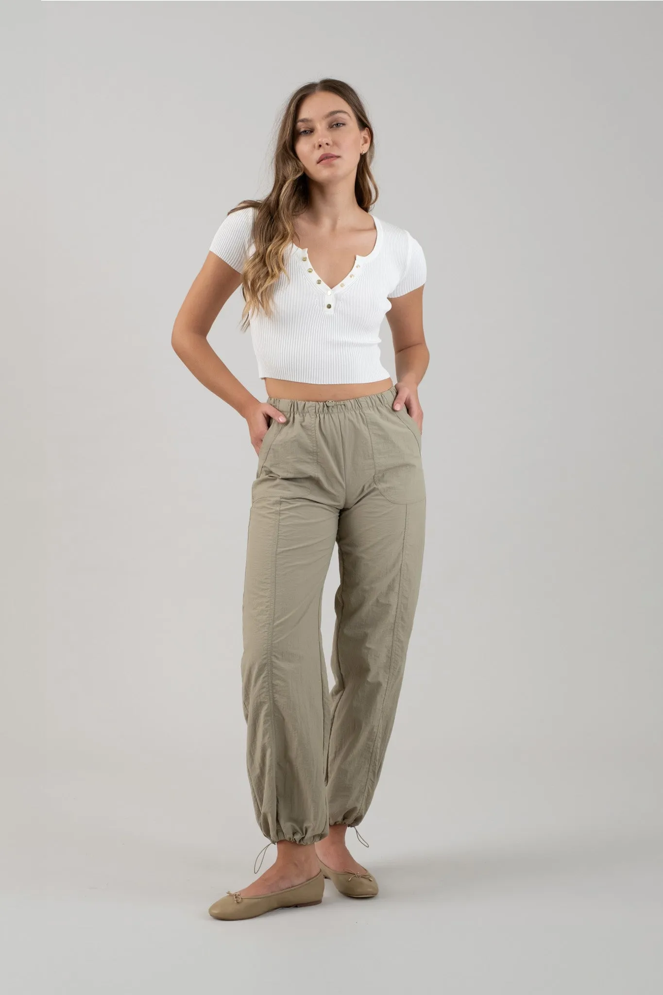 SNAP BUTTON SWEATER KNIT CROP TOP