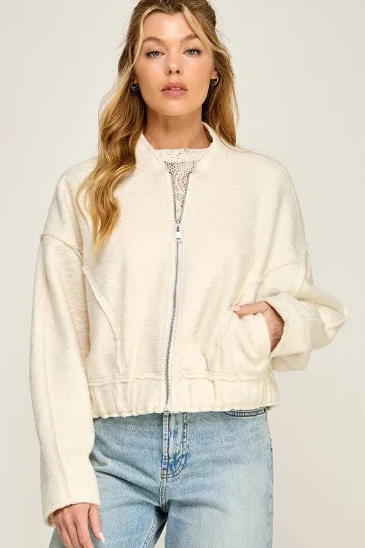 SOFT TOUCH TEXTURED BOMBER JACKET