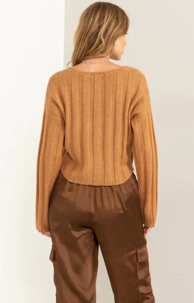 Stylish And Sincere Long Sleeve Sweater Crop Top