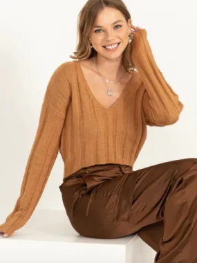 Stylish And Sincere Long Sleeve Sweater Crop Top