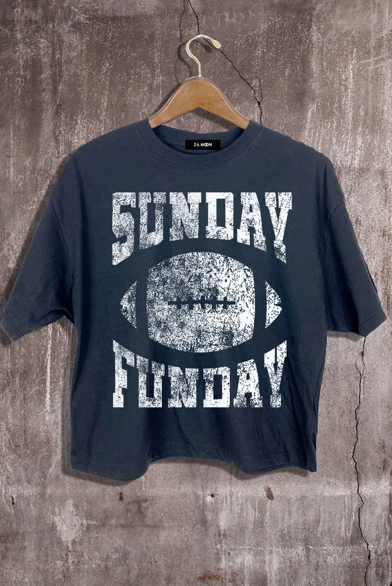 Sunday Funday Football Graphic Crop Tee