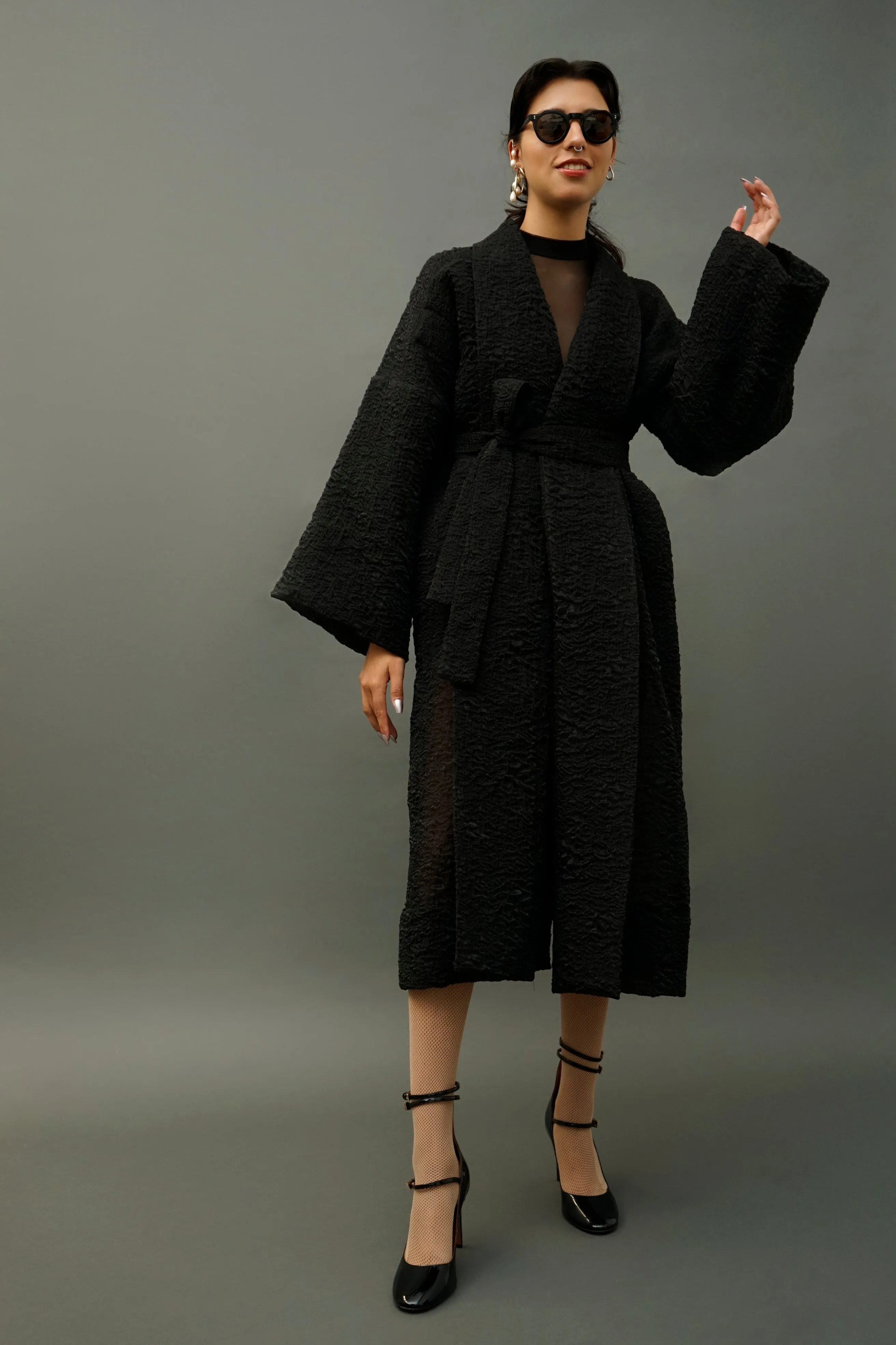 Teri Sheer Long Kimono Jacket