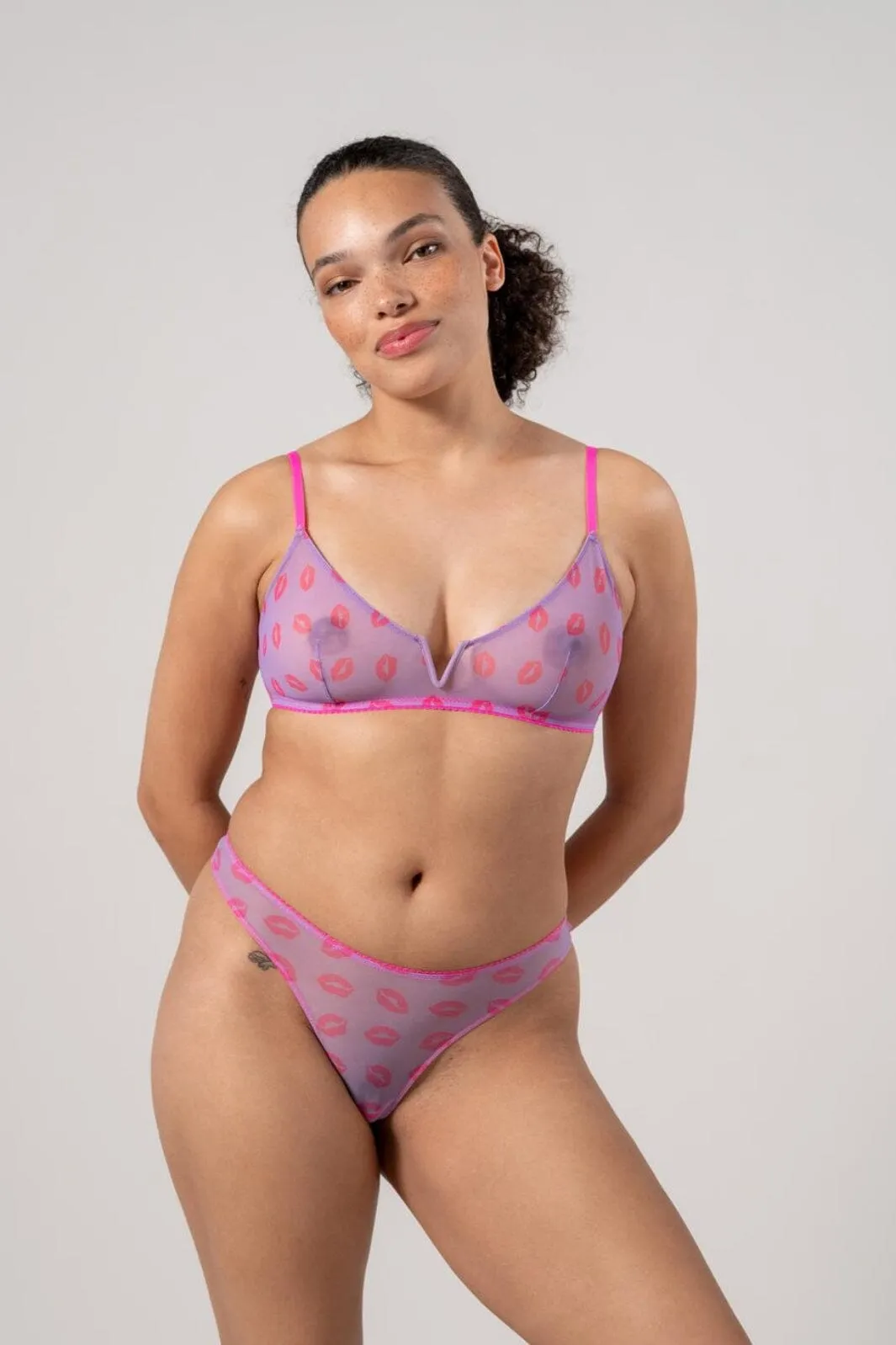 Understatement Underwear - Mesh Bikini Briefs - Electric Lilac/Neon Pink