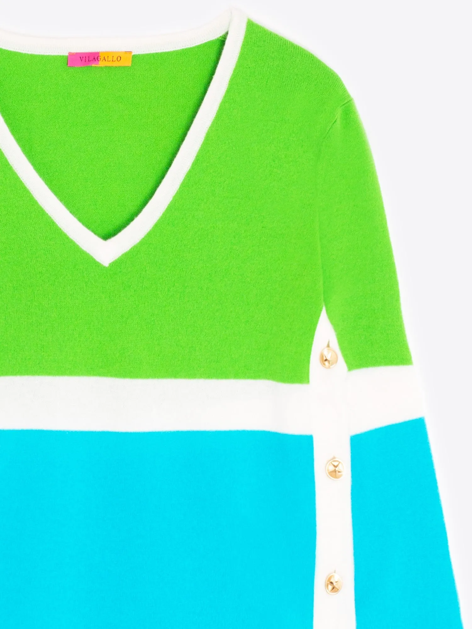 Vilagallo V Neck Green/blue/ecru Sweater