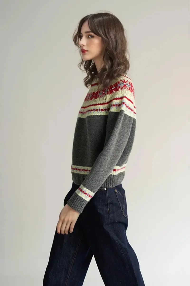 Vintage 100 Wool Fair Isle Crewneck Sweater