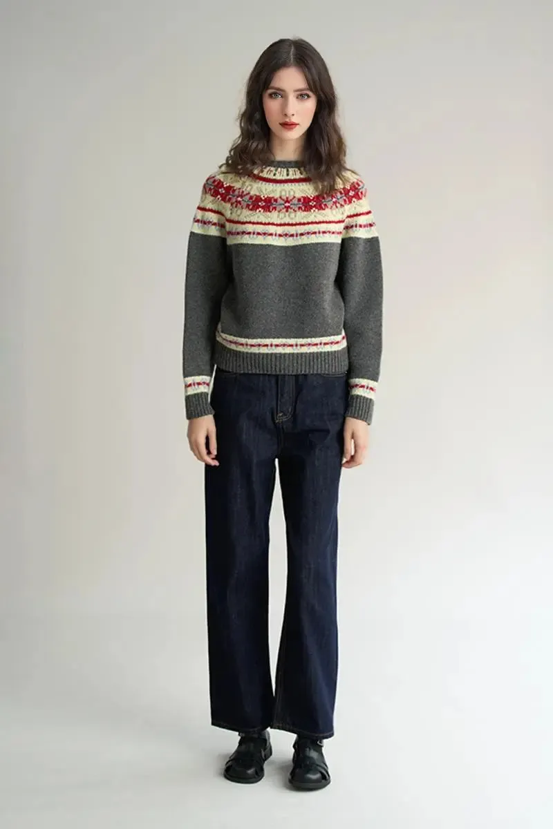 Vintage 100 Wool Fair Isle Crewneck Sweater
