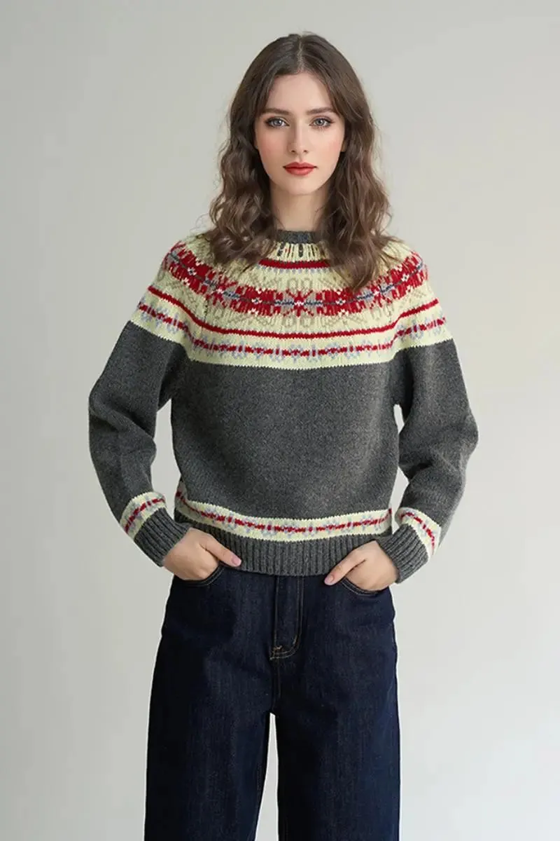 Vintage 100 Wool Fair Isle Crewneck Sweater