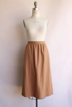 Vintage 1980s The Villager Tan Wool Pencil Skirt with Pockets