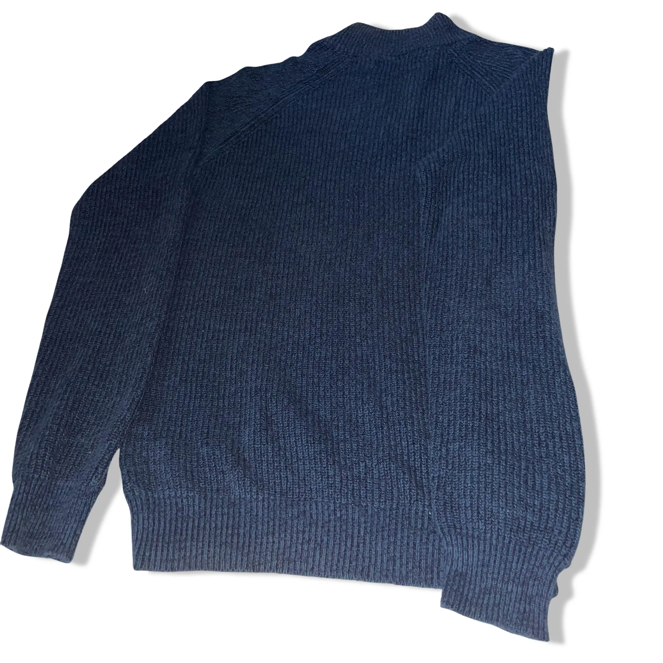 Vintage Broken standard blue knitted 1/4 zip up high neck large sweater