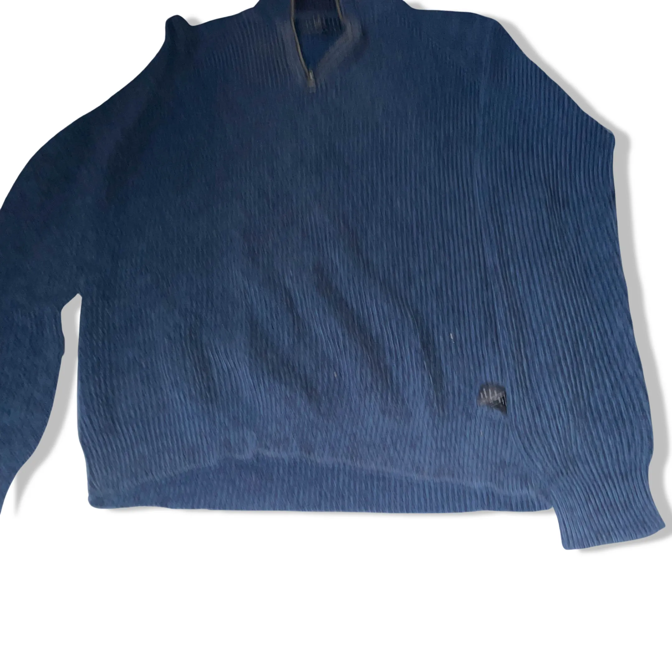 Vintage Broken standard blue knitted 1/4 zip up high neck large sweater