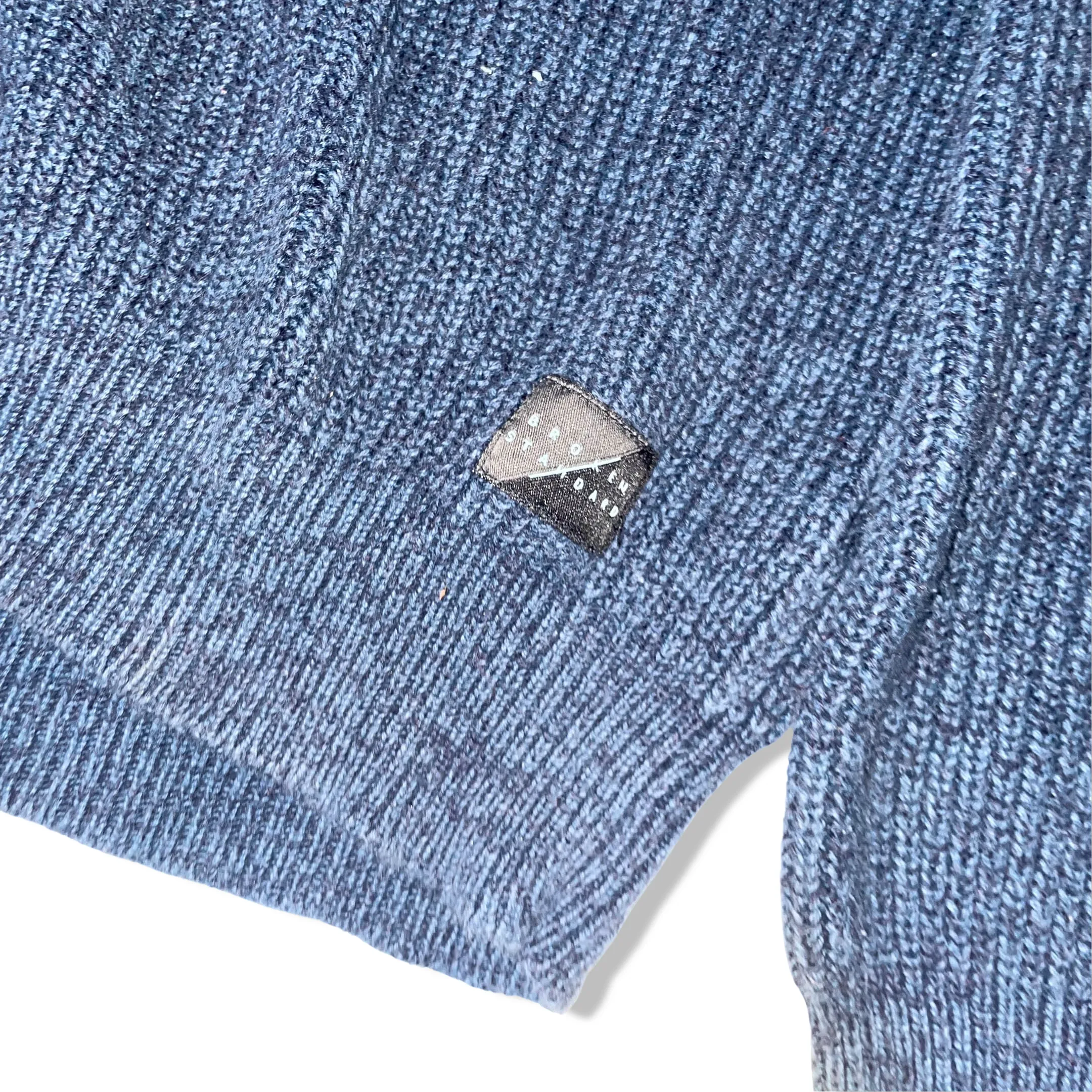 Vintage Broken standard blue knitted 1/4 zip up high neck large sweater