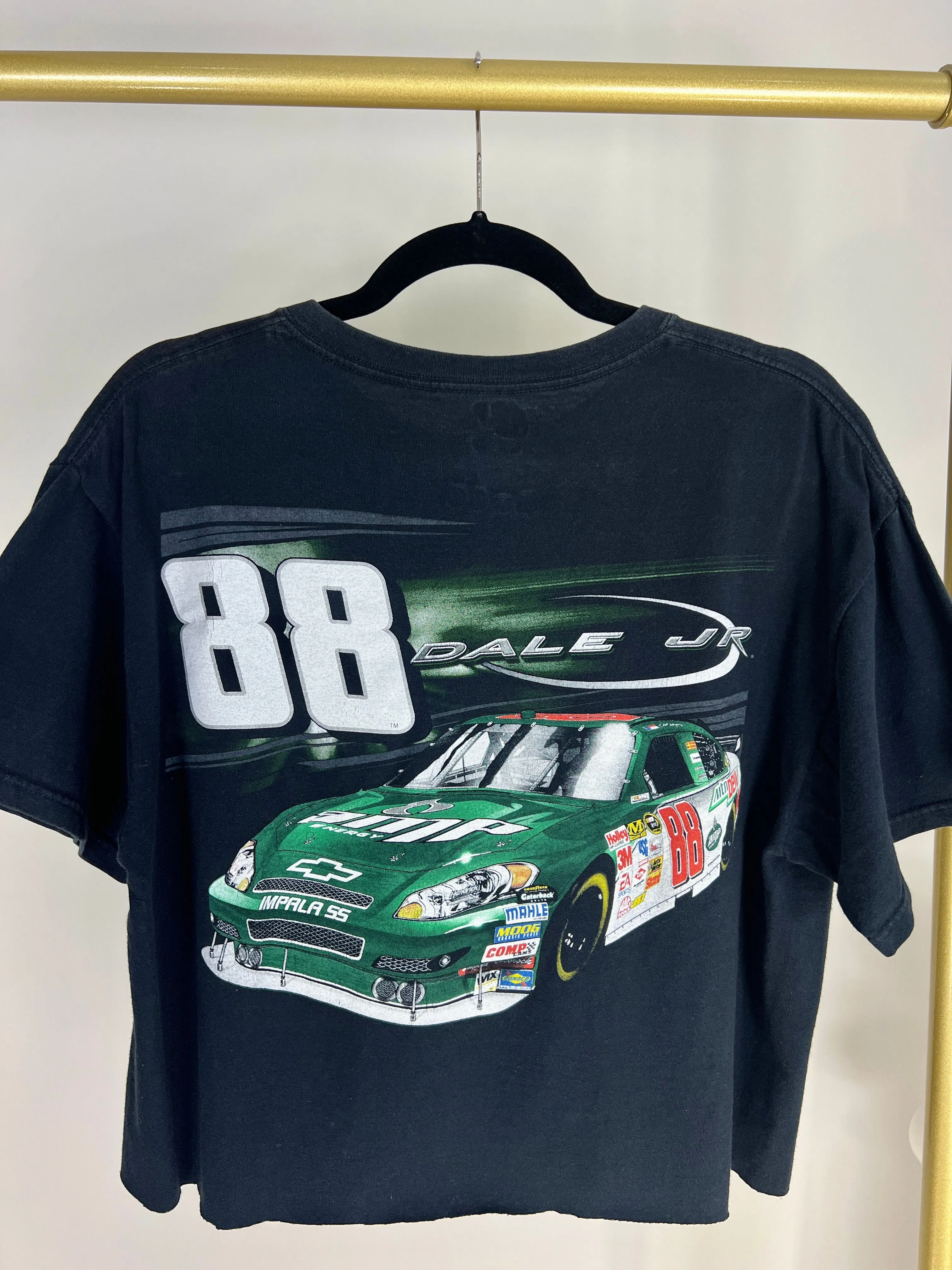 VINTAGE DALE EARNHARDT JR CROPPED BLACK T-SHIRT