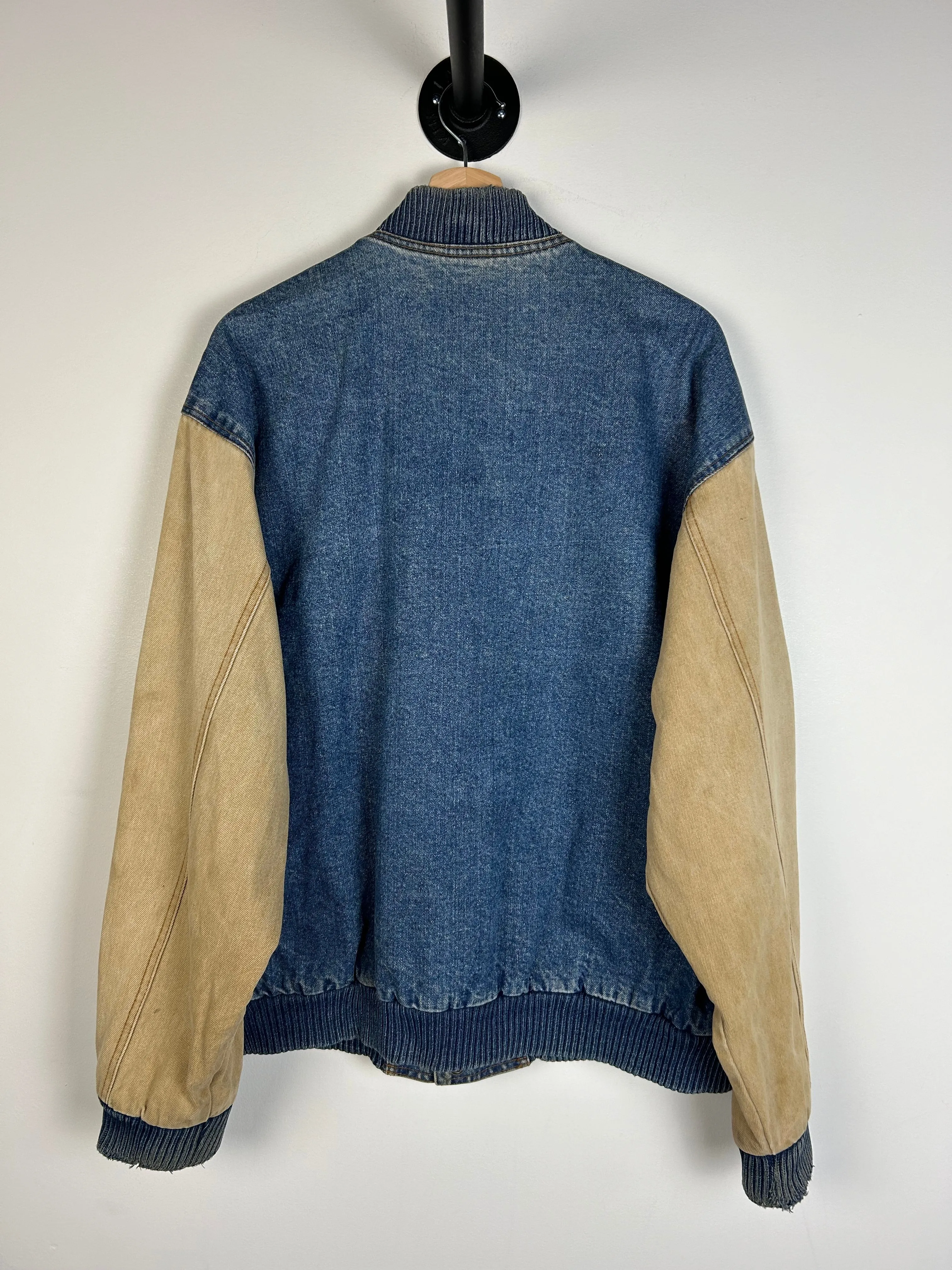 Vintage Y2K Caterpillar Blue Denim Varsity Jacket