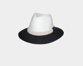 White & Black Panama Style Sun Hat - The Hamptons