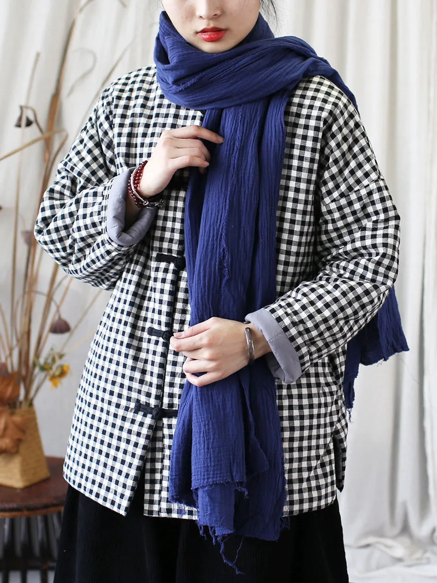Women Vintage Winter Plaid Cotton Padded Coat