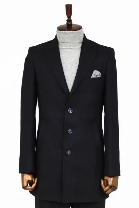 WSS Cachet Slim Fit Wide Lapel Charcoal Men Coat  - Singen