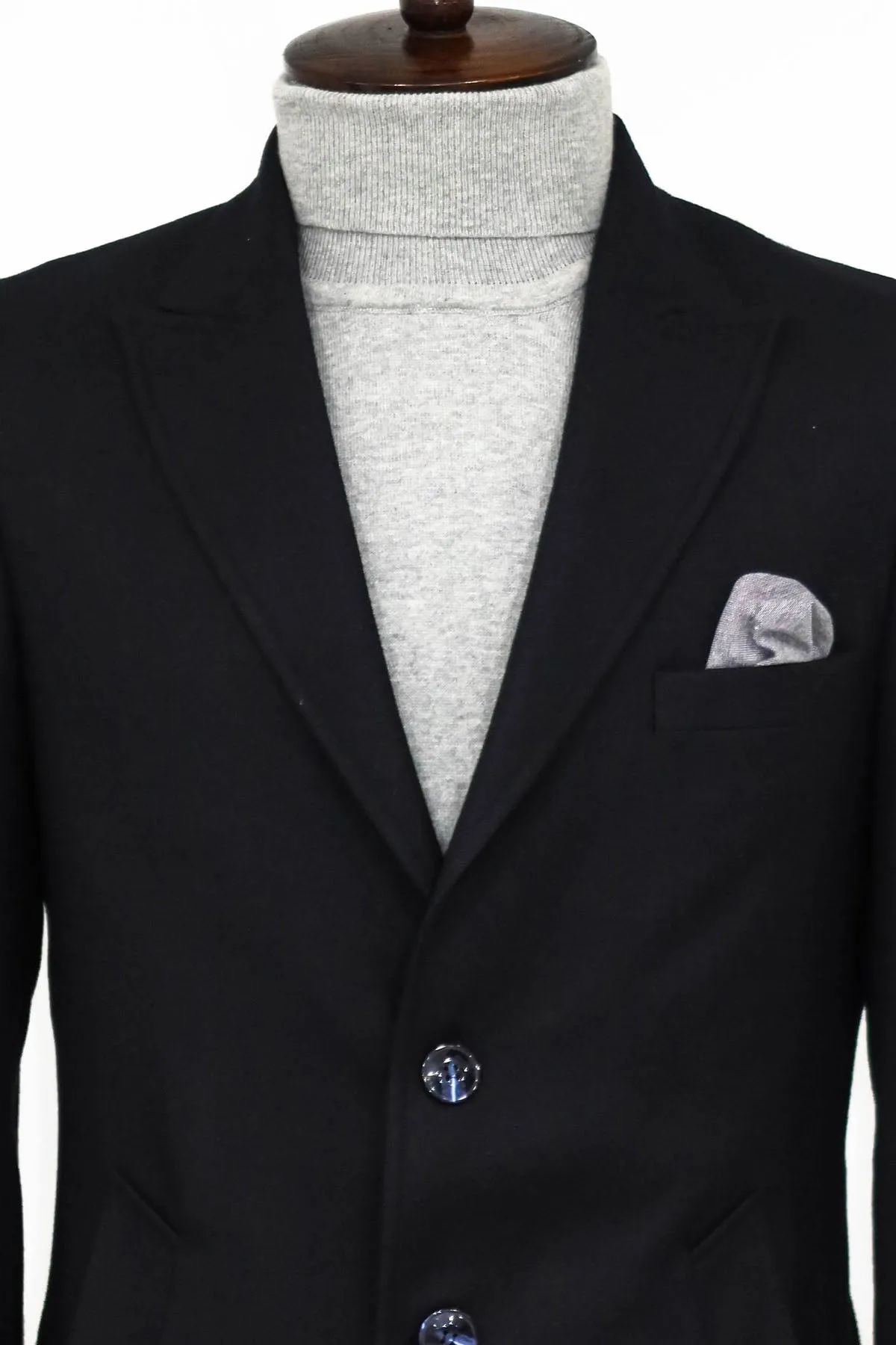 WSS Cachet Slim Fit Wide Lapel Charcoal Men Coat  - Singen