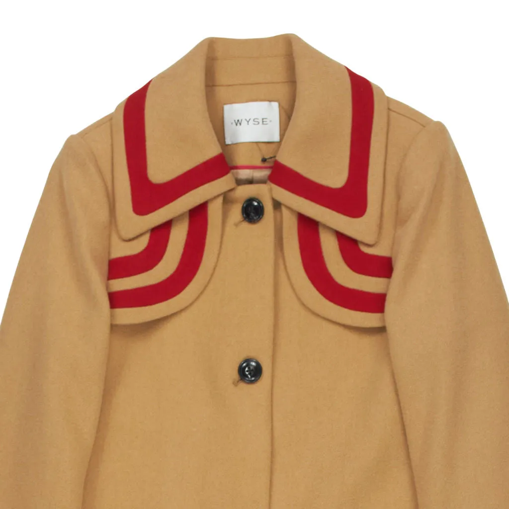 Wyse Beige Red Trim Coat UK 8