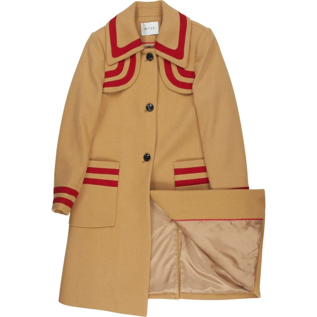 Wyse Beige Red Trim Coat UK 8