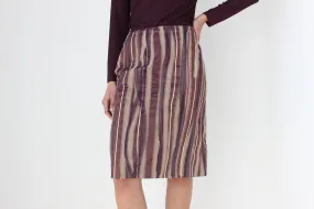 Y2K Textured Silk 3D Knee Length Skirt