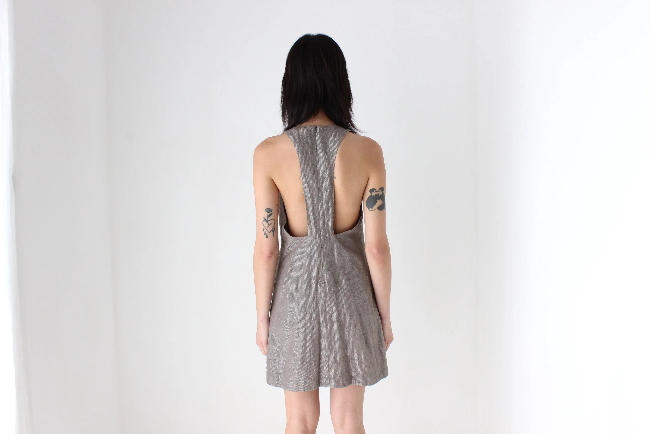 Y2K Topshop Metallic Linen Blend Understated Party Dress